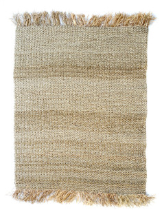 Tapis Rectangulaire 180x240 en Herbe de mer Naturel Raphia Naturel avec franges The Fringed 