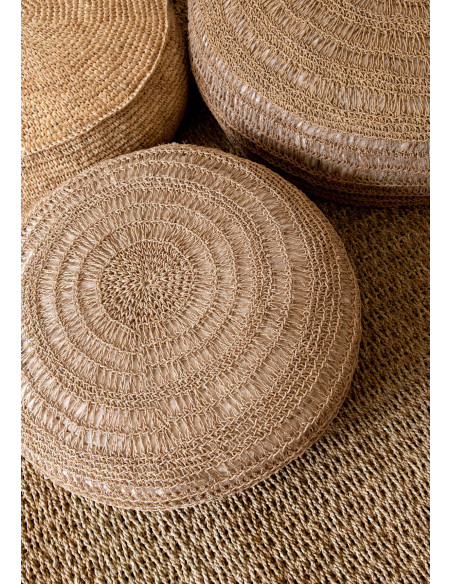 Tapis Rectangulaire 180x240 en Herbe de mer Naturel Raphia Naturel avec franges The Fringed 