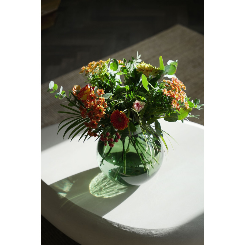 Vase moderne Boule Hauteur 31 cm Verre recyclé Vert Transparent The Yugang 