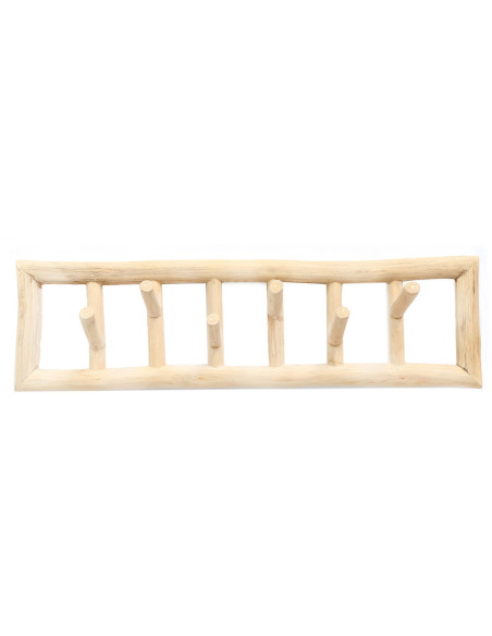 Porte manteaux mural original 6 crochets en Branche de teck Naturel The Island 