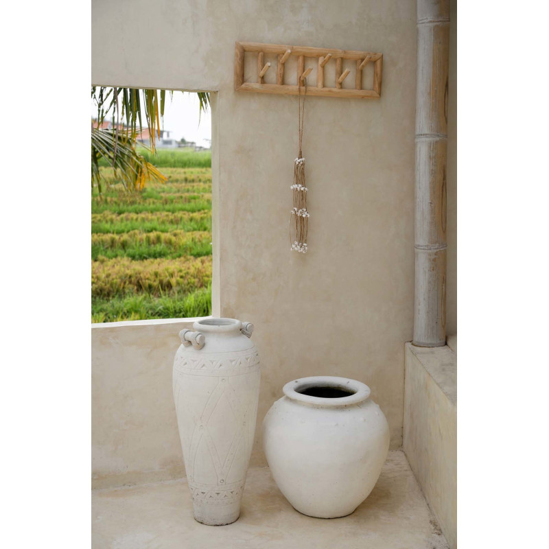 Porte manteaux mural original 6 crochets en Branche de teck Naturel The Island 