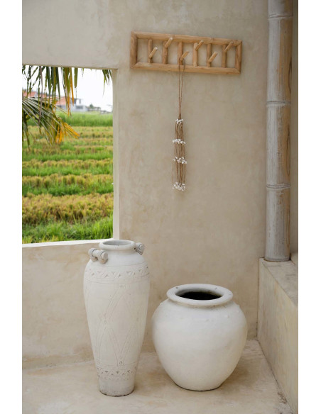 Porte manteaux mural original 6 crochets en Branche de teck Naturel The Island 