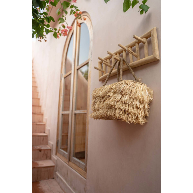 Porte manteaux mural original 6 crochets en Branche de teck Naturel The Island 