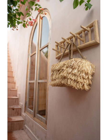 Porte manteaux mural original 6 crochets en Branche de teck Naturel The Island 