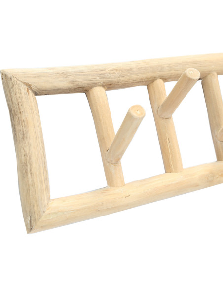 Porte manteaux mural original 6 crochets en Branche de teck Naturel The Island 