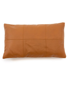 Housse de coussin Rectangulaire 50x30 en Cuir véritable Marron camel The Six Leather Panel 