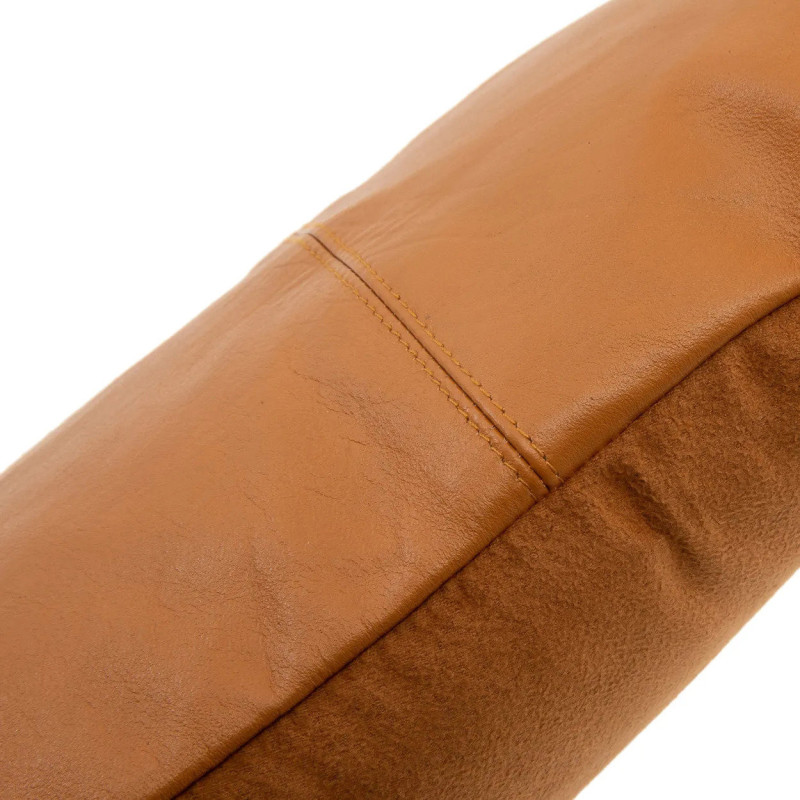 Housse de coussin Rectangulaire 50x30 en Cuir véritable Marron camel The Six Leather Panel 