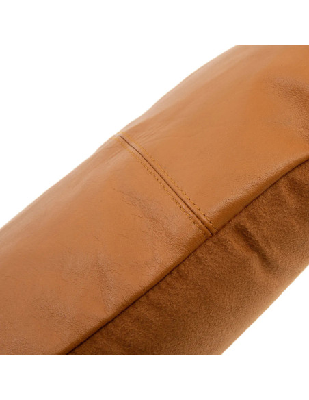 Housse de coussin Rectangulaire 50x30 en Cuir véritable Marron camel The Six Leather Panel 