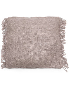 Housse de coussin XL Carrée 60x60 en Coton Gris perle avec franges The Oh My Gee 
