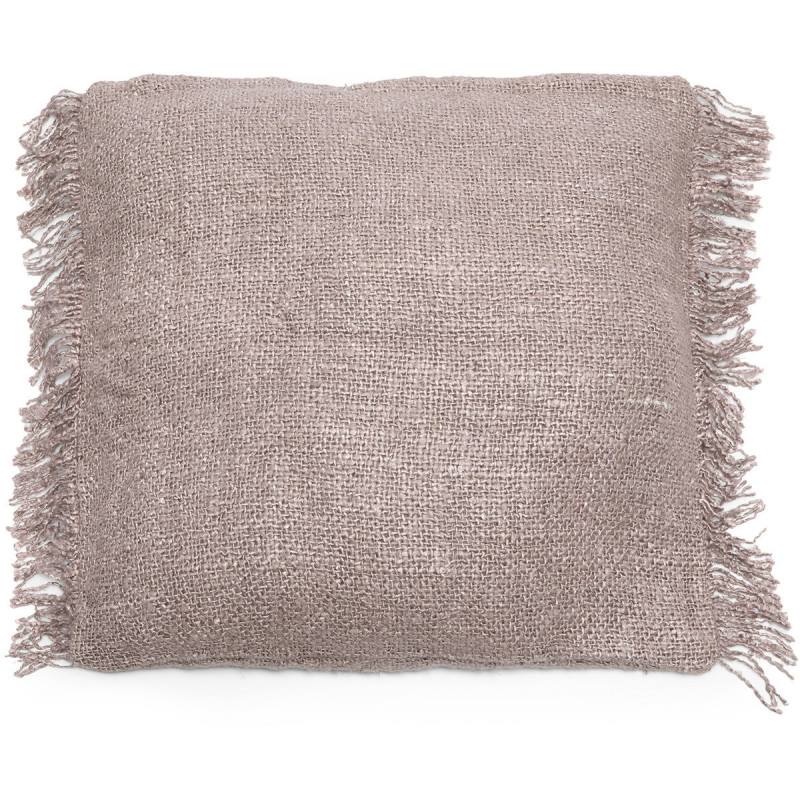 Housse de coussin XL Carrée 60x60 en Coton Gris perle avec franges The Oh My Gee 