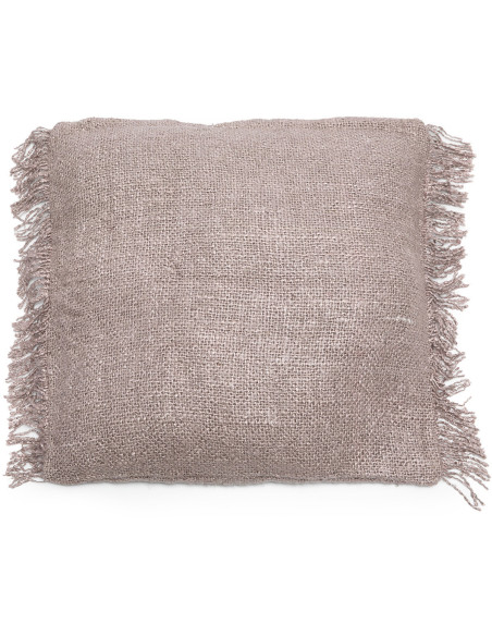 Housse de coussin XL Carrée 60x60 en Coton Gris perle avec franges The Oh My Gee 