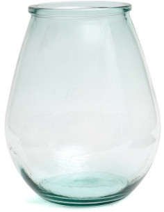 Vase moderne Goutte Hauteur 35 cm Verre recyclé Bleu Transparent The Qiezi 