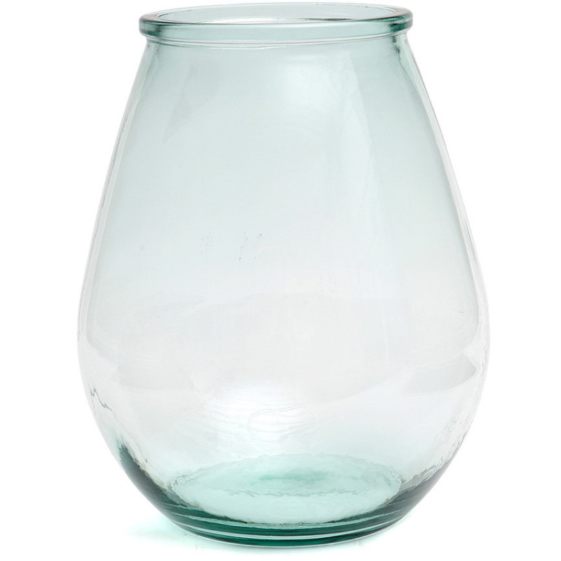 Vase moderne Goutte Hauteur 35 cm Verre recyclé Bleu Transparent The Qiezi 