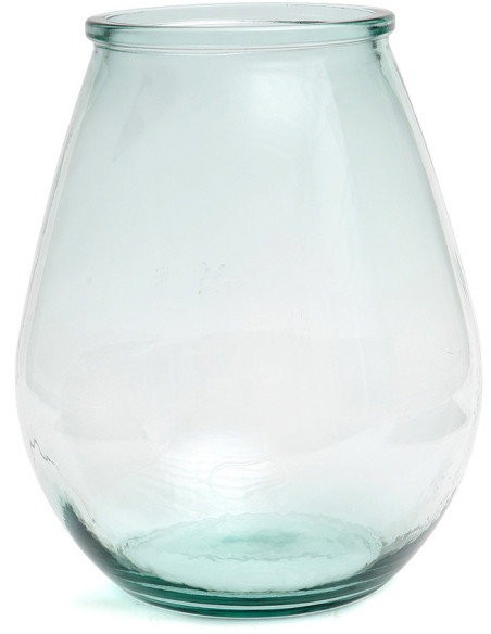Vase moderne Goutte Hauteur 35 cm Verre recyclé Bleu Transparent The Qiezi 