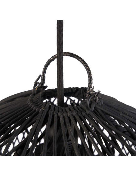 Abat-jour bohème Boule 30 cm Rotin Noir Tressé The Bubble 