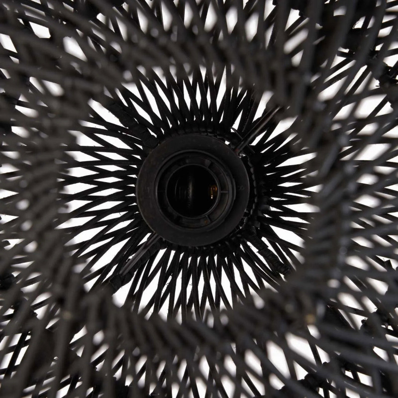 Abat-jour bohème Boule 30 cm Rotin Noir Tressé The Bubble 