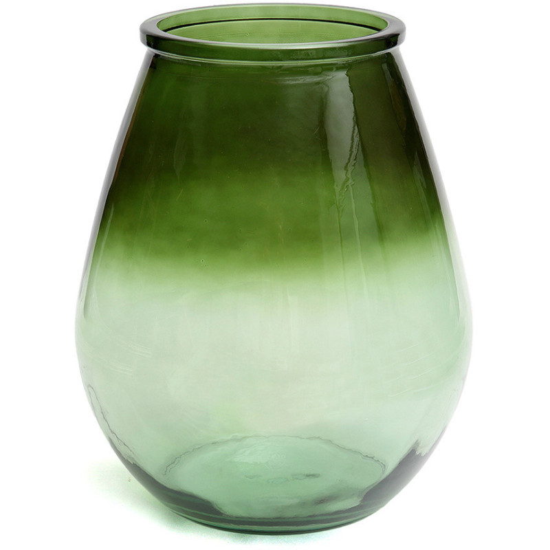 Vase moderne Goutte Hauteur 35 cm Verre recyclé Vert Transparent The Qiezi 