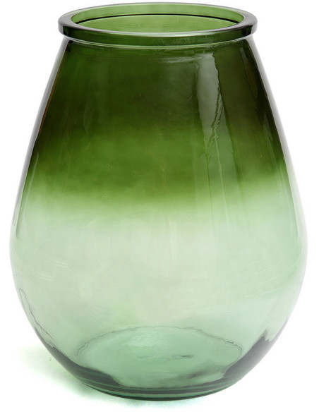 Vase moderne Goutte Hauteur 35 cm Verre recyclé Vert Transparent The Qiezi 