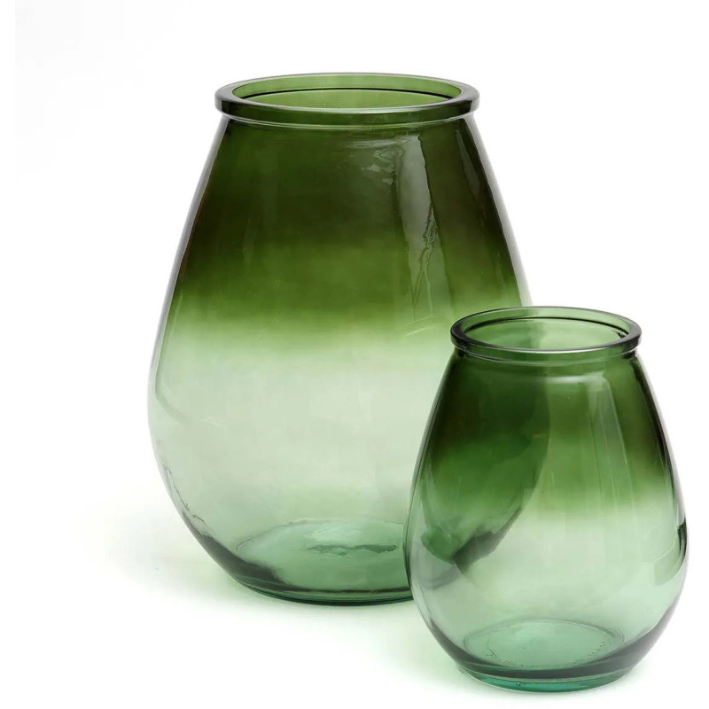 Vase moderne Goutte Hauteur 35 cm Verre recyclé Vert Transparent The Qiezi 