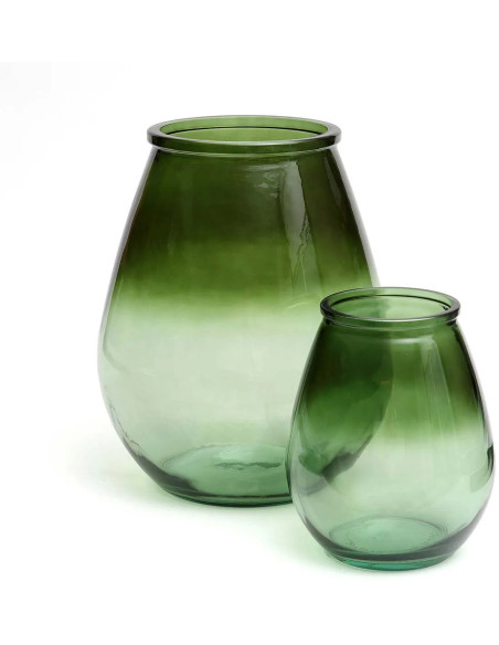 Vase moderne Goutte Hauteur 35 cm Verre recyclé Vert Transparent The Qiezi 
