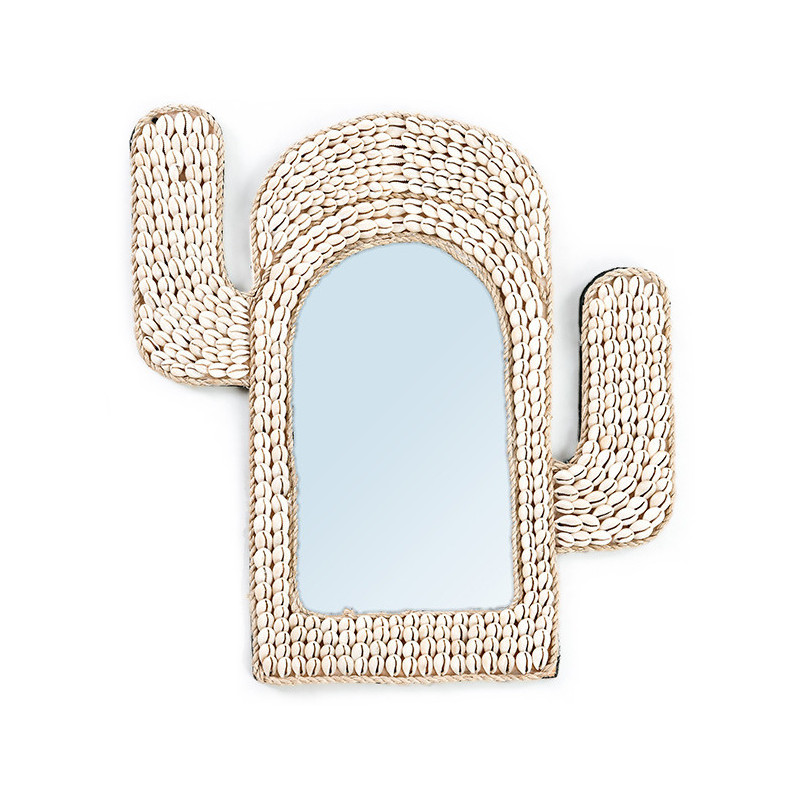Miroir Mural Cactus 38x40 en Coquillage Blanc The Cactus Shell 