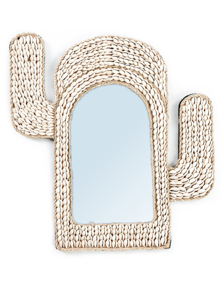 Miroir Mural Cactus 38x40 en Coquillage Blanc The Cactus Shell 