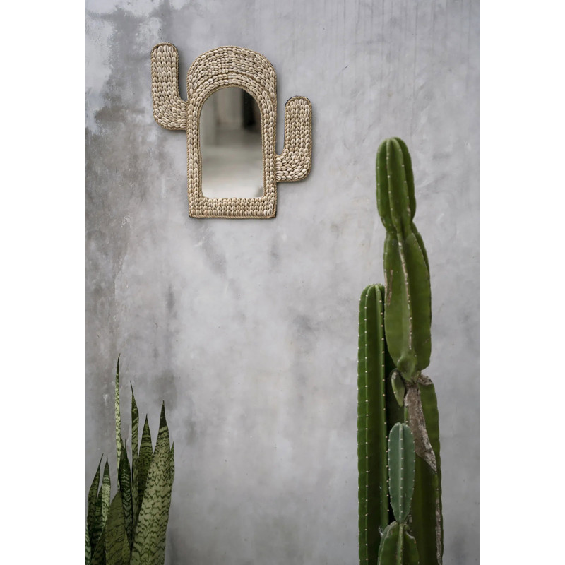 Miroir Mural Cactus 38x40 en Coquillage Blanc The Cactus Shell 