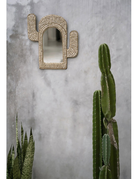 Miroir Mural Cactus 38x40 en Coquillage Blanc The Cactus Shell 