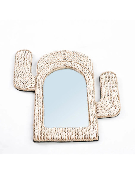 Miroir Mural Cactus 38x40 en Coquillage Blanc The Cactus Shell 