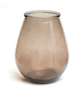 Vase moderne Goutte Hauteur 35 cm Verre recyclé Beige Transparent The Qiezi 