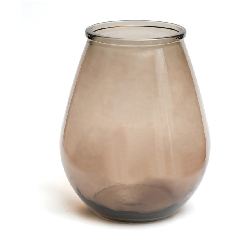 Vase moderne Goutte Hauteur 35 cm Verre recyclé Beige Transparent The Qiezi 