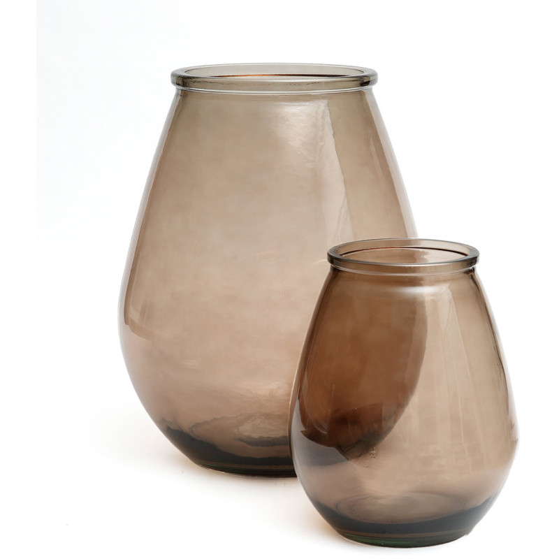 Vase moderne Goutte Hauteur 35 cm Verre recyclé Beige Transparent The Qiezi 