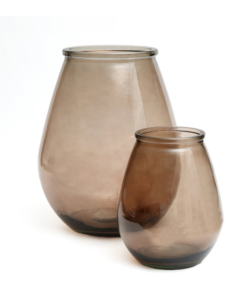 Vase moderne Goutte Hauteur 35 cm Verre recyclé Beige Transparent The Qiezi 