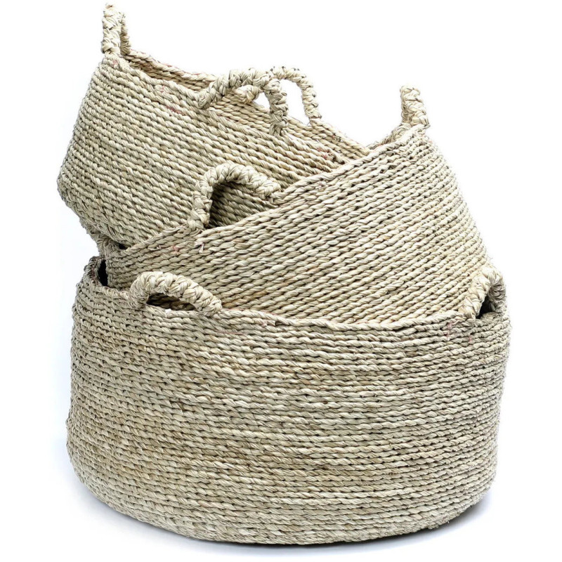 Panier de rangement original 4 poignées 45 cm en Herbe de mer Naturel The Quatre Mains 