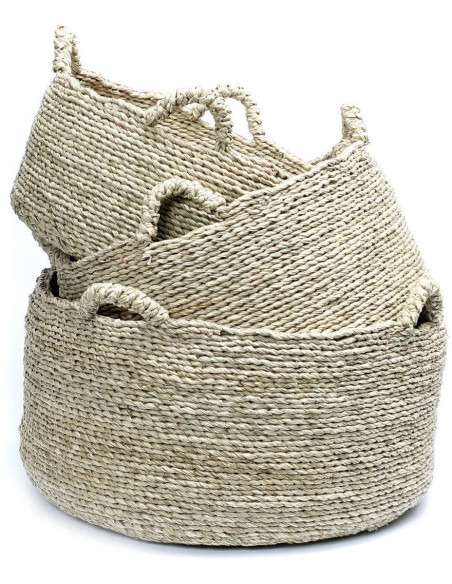 Panier de rangement original 4 poignées 45 cm en Herbe de mer Naturel The Quatre Mains 
