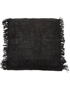 Housse de coussin XL Carrée 60x60 en Coton Noir Bleu marine avec franges The Oh My Gee 