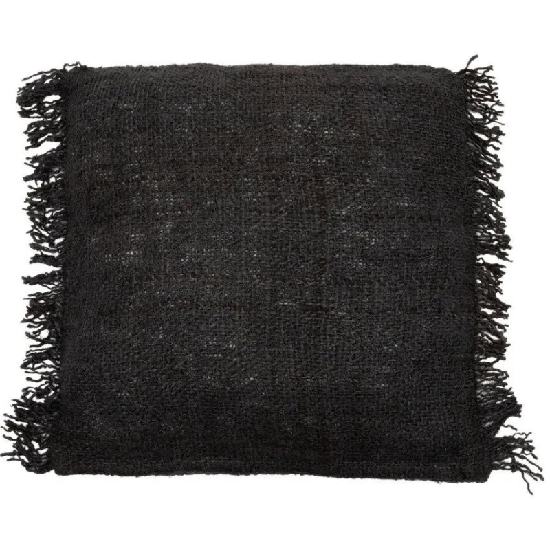 Housse de coussin XL Carrée 60x60 en Coton Noir Bleu marine avec franges The Oh My Gee 