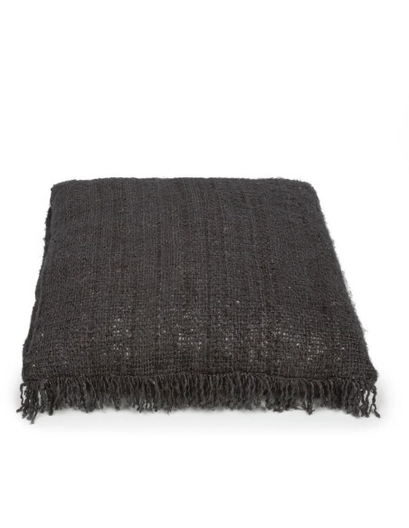 Housse de coussin XL Carrée 60x60 en Coton Noir Bleu marine avec franges The Oh My Gee 