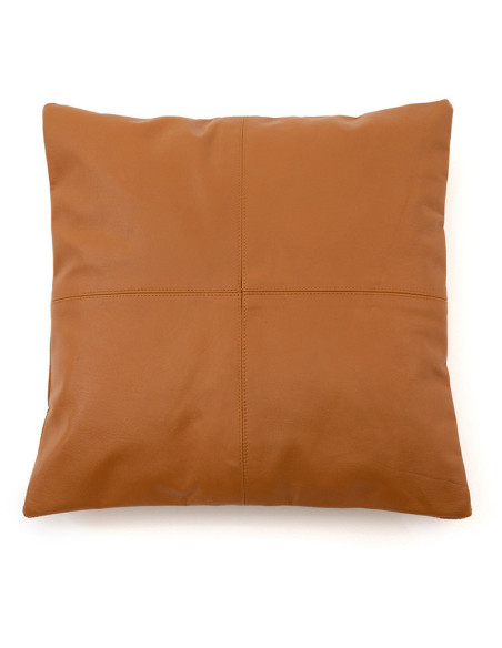 Housse de coussin Carrée 40x40 en Cuir véritable Marron camel The Four Panel Leather 