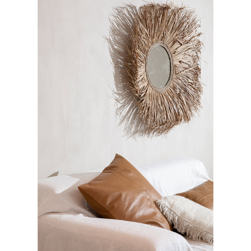 Housse de coussin Carrée 40x40 en Cuir véritable Marron camel The Four Panel Leather 