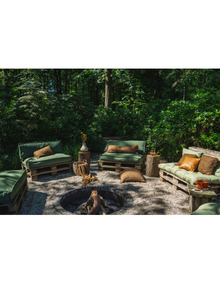 Housse de coussin Carrée 40x40 en Cuir véritable Marron camel The Four Panel Leather 