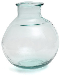 Vase moderne Boule Hauteur 31 cm Verre recyclé Bleu Transparent The Yugang 