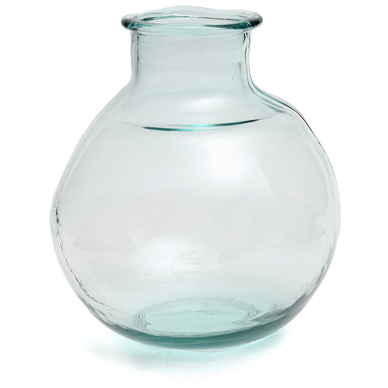 Vase moderne Boule Hauteur 31 cm Verre recyclé Bleu Transparent The Yugang 