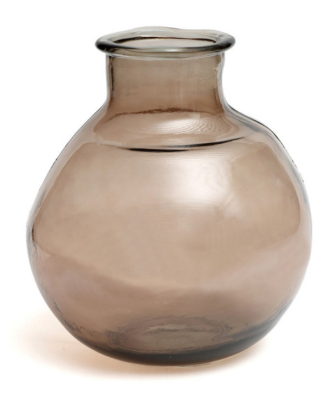 Vase moderne Boule Hauteur 31 cm Verre recyclé Beige Transparent The Yugang 