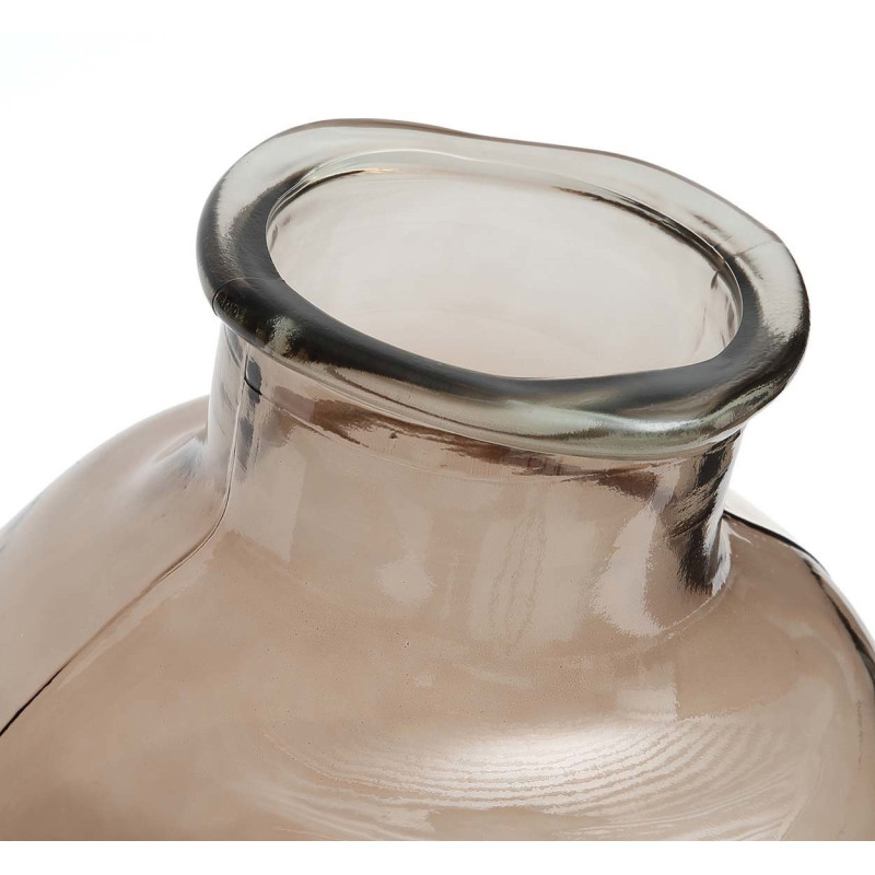 Vase moderne Boule Hauteur 31 cm Verre recyclé Beige Transparent The Yugang 