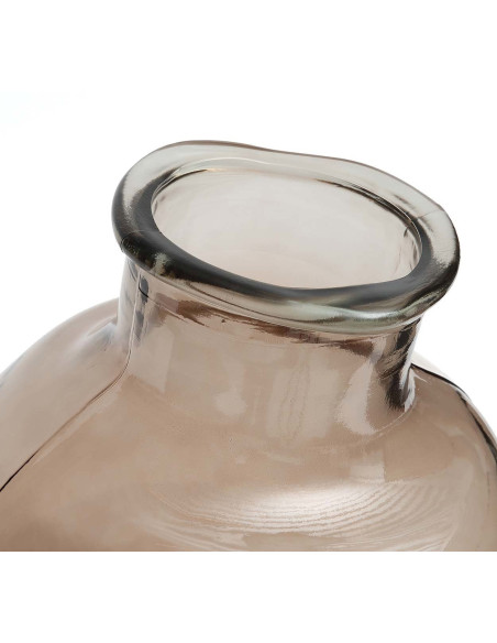 Vase moderne Boule Hauteur 31 cm Verre recyclé Beige Transparent The Yugang 