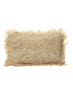 Housse de coussin Rectangulaire 50x30 en Raphia Naturel avec franges The Raffia Rectangular 