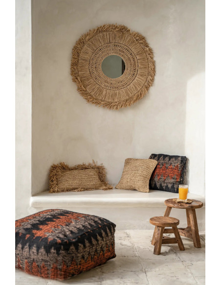 Housse de coussin Rectangulaire 50x30 en Raphia Naturel avec franges The Raffia Rectangular 