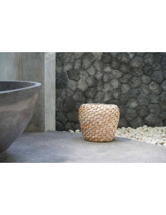 Panier de rangement ethnique chic Rond 41 cm Feuille de bananier Naturel Tressé The Chid 