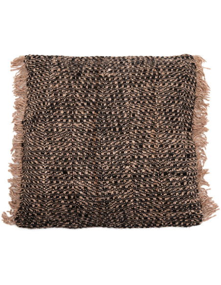 Housse de coussin XL Carrée 60x60 en Coton Noir Cuivre avec franges The Oh My Gee 